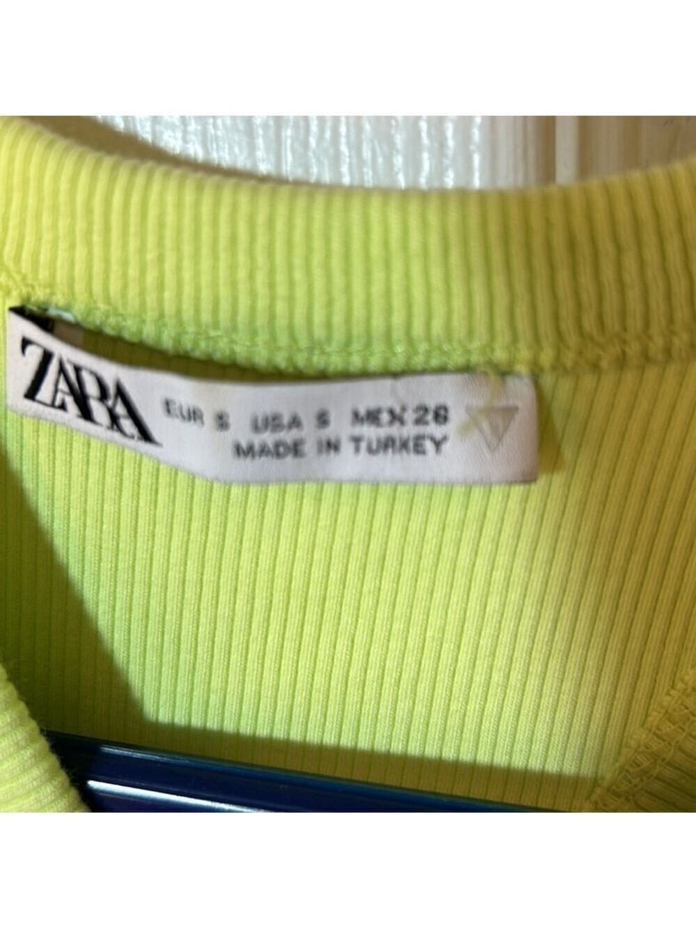 Zara Ribbed Crop Tank Top Yellow Small - Picture 5 of 6